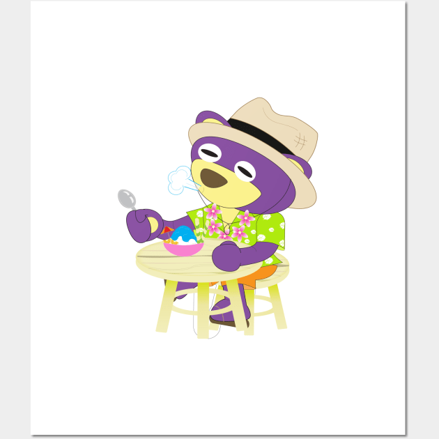 Mr.Purple bear in Hawaii shirt with shaved ice Wall Art by Figaro-17